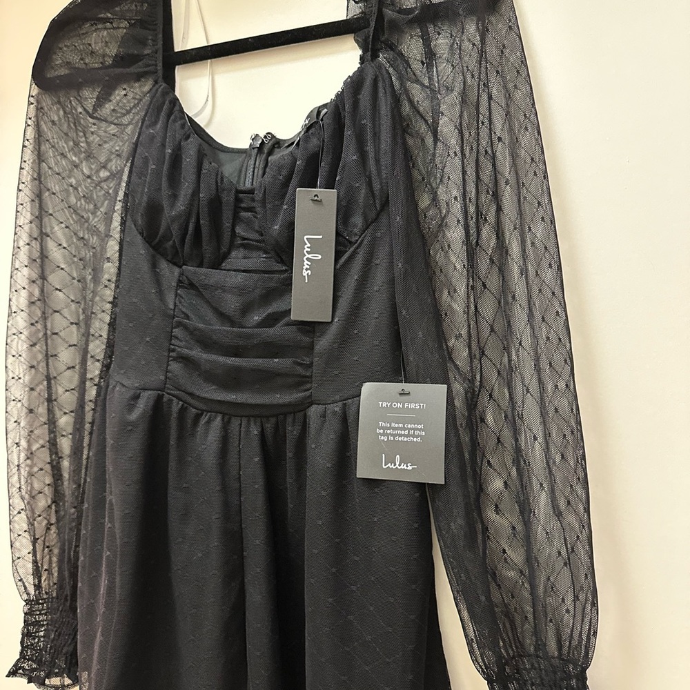 NEW with tags flirty fashionista black mesh bustier long sleeve romper - Picture 2 of 3